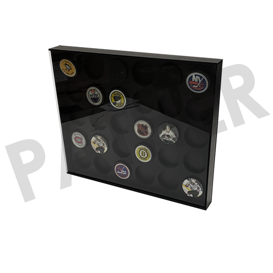 30 Slotted Hockey Puck Display Case